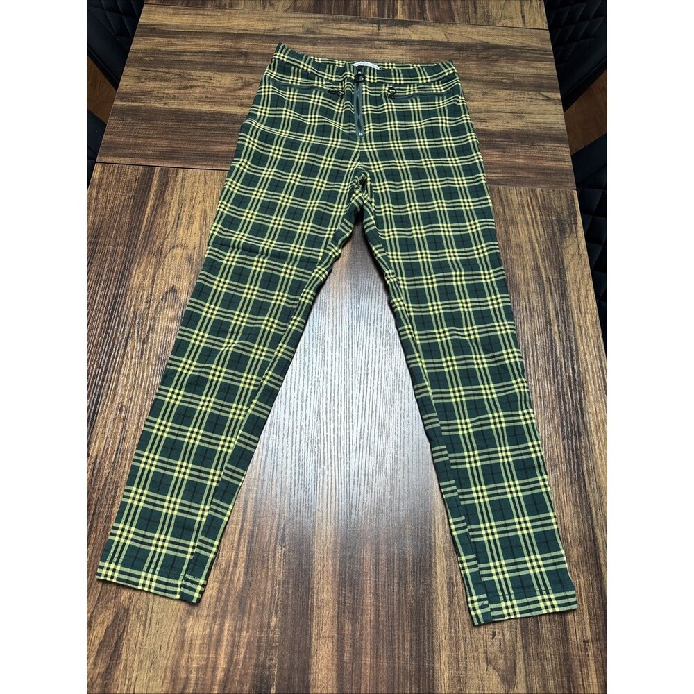 URBAN OUTFITTERS Green & Yellow Plaid Hi Rise Stretch Skinny Pants Womens 8